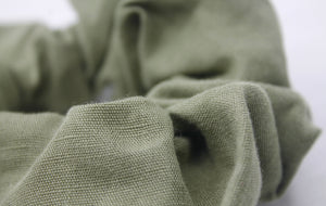 Small Olive Linen Scrunchie