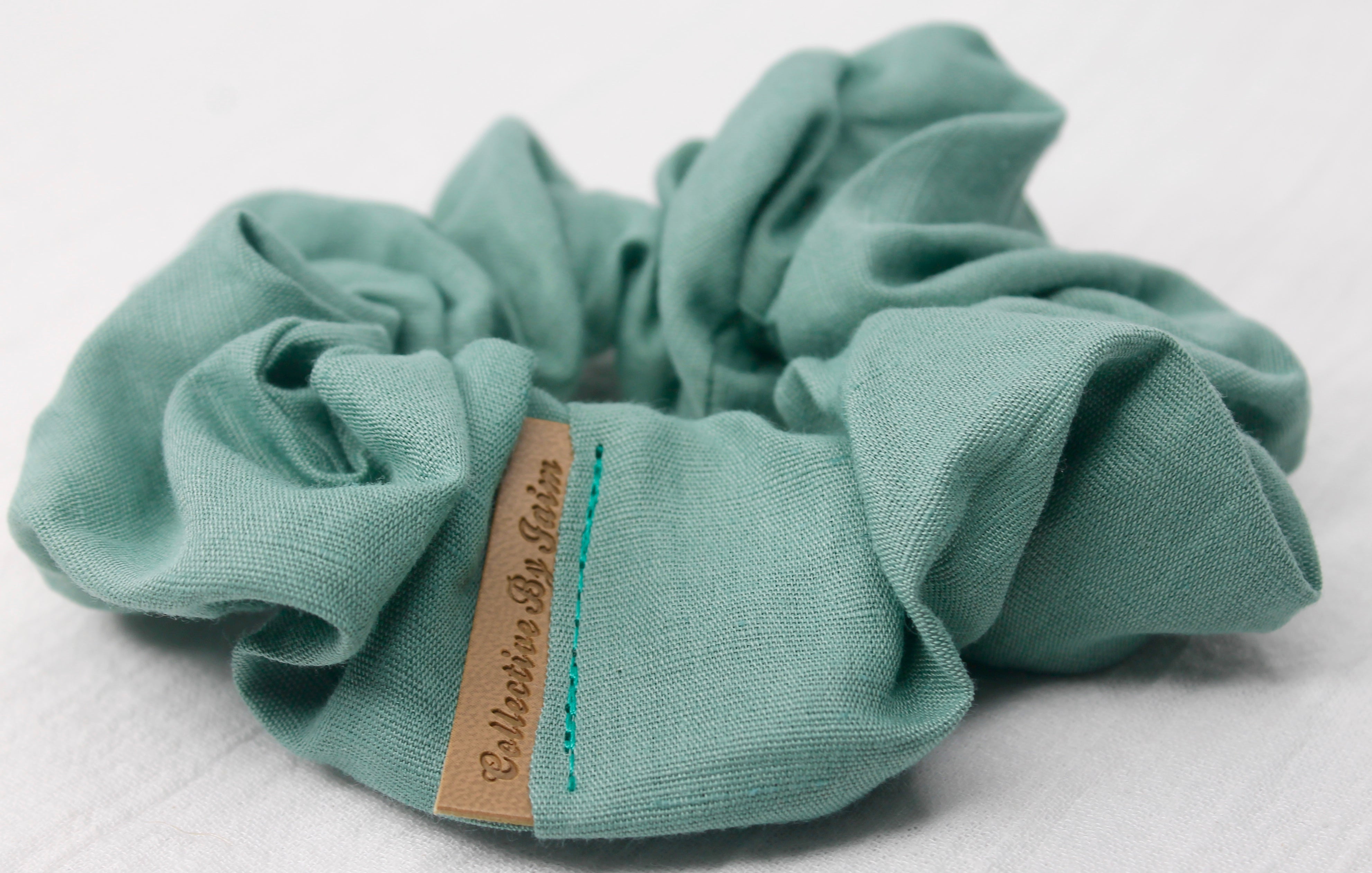 Small Teal Linen Scrunchie