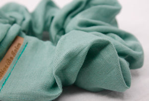 Small Teal Linen Scrunchie