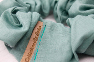 Small Teal Linen Scrunchie