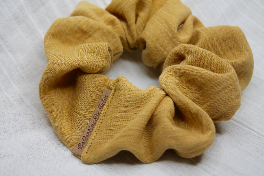 Large Mustard Double Cloth Scrunchie