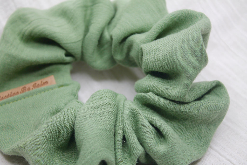 Small Sage Double Cloth Scrunchie