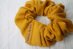 Mini Mustard Linen Scrunchie