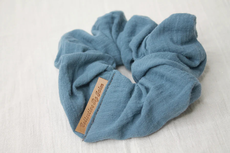 Mini Blue Double Cloth Scrunchie