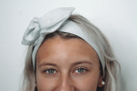 Navy Blue Linen Wire Twist Headband