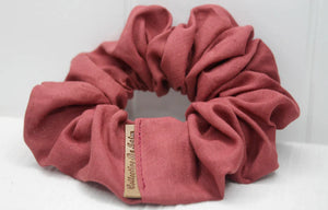 Mini Raspberry Linen Scrunchie