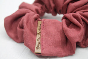 Mini Raspberry Linen Scrunchie