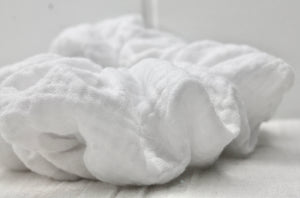 Medium White Double Cloth Scrunchie