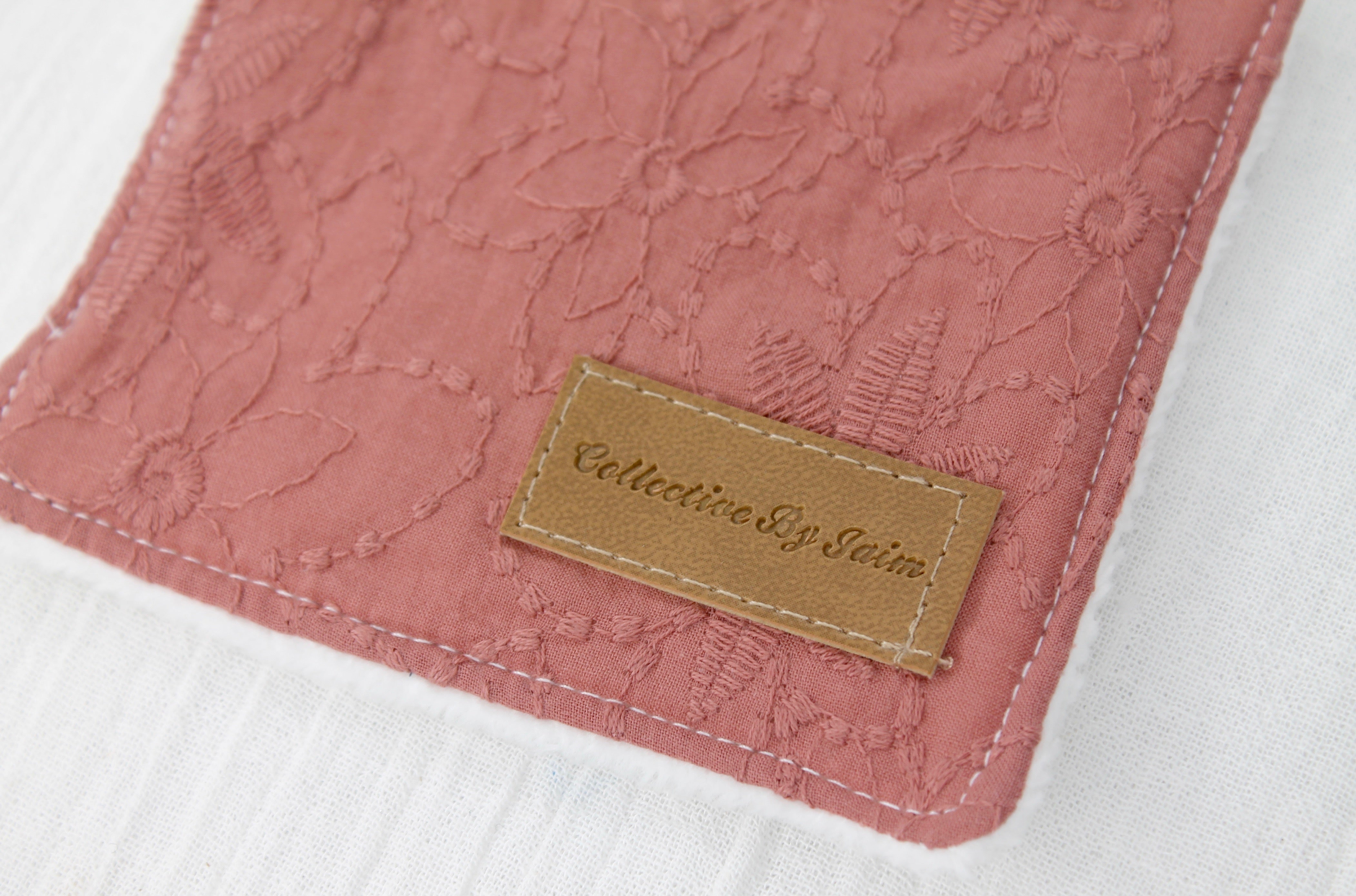 Square Cleanser Wipe - Raspberry Embroidered