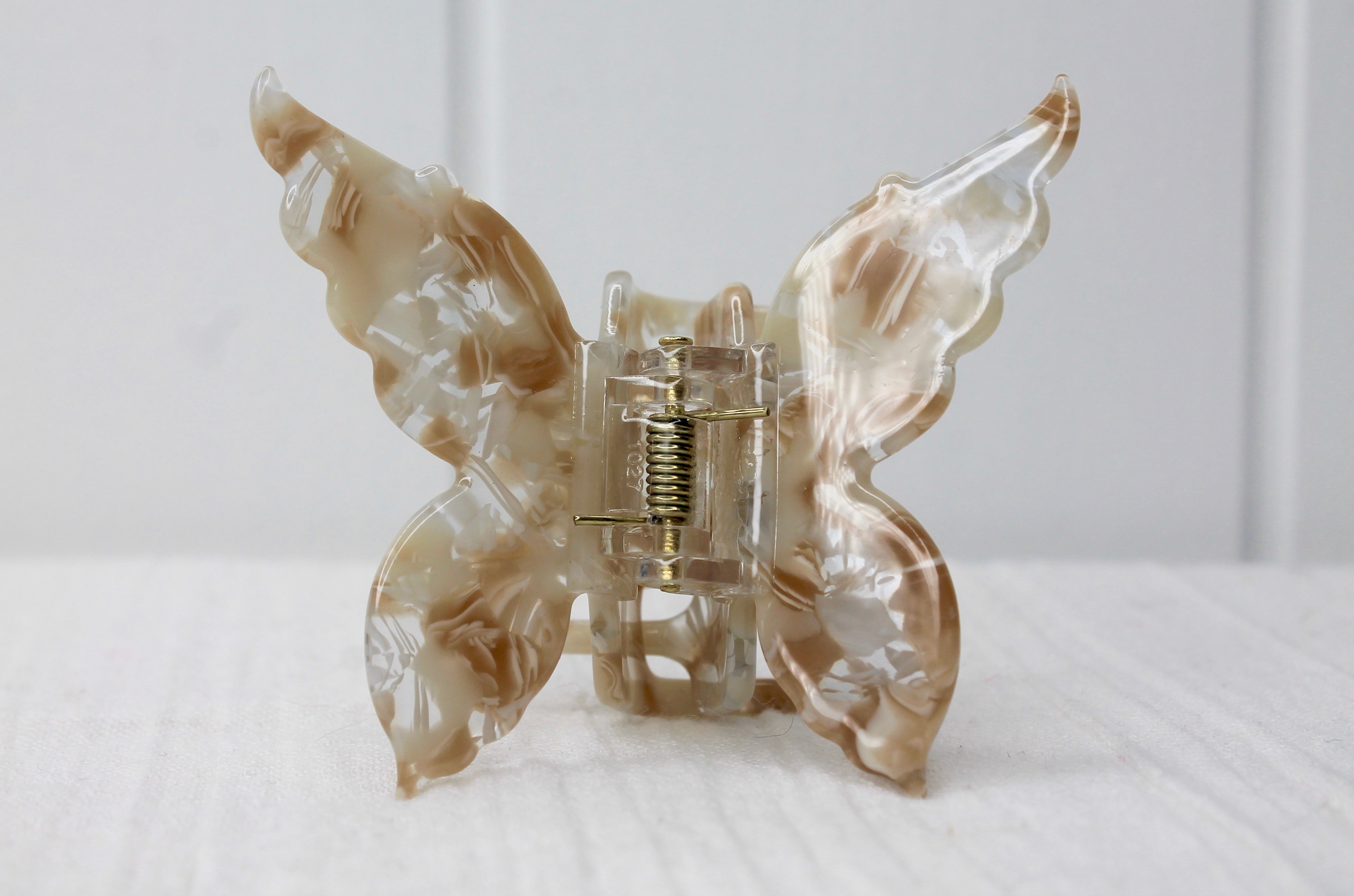 Beige Marble Butterfly Claw Clip Small