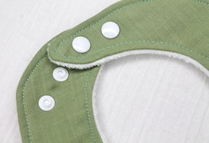 Sage Linen Daisy Chain Lace Bib with Cotton Backing