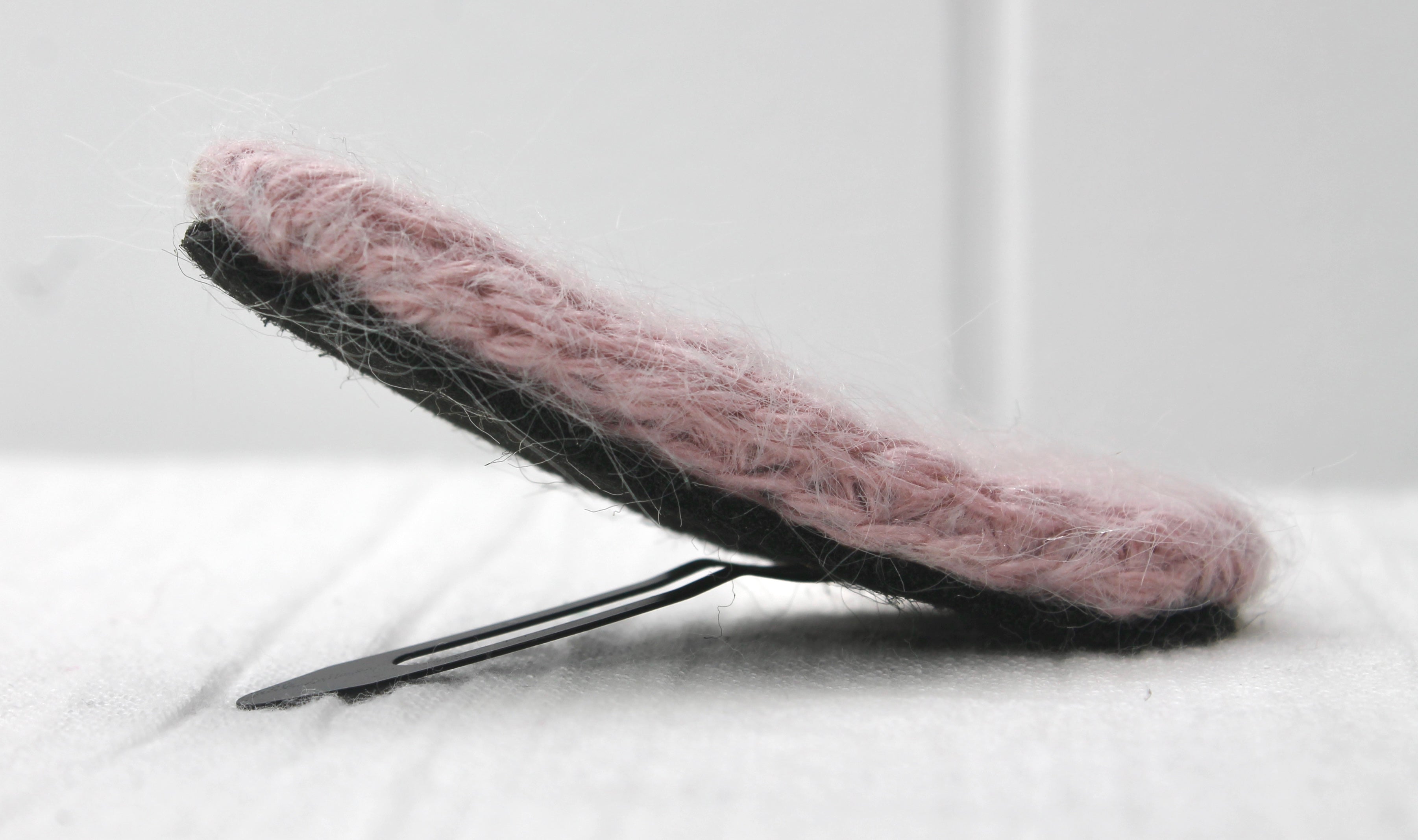 Knitted Dusty Pink Woollen Hair Clip