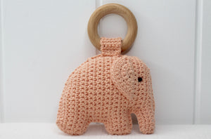 Peach Crochet Elephant Toy