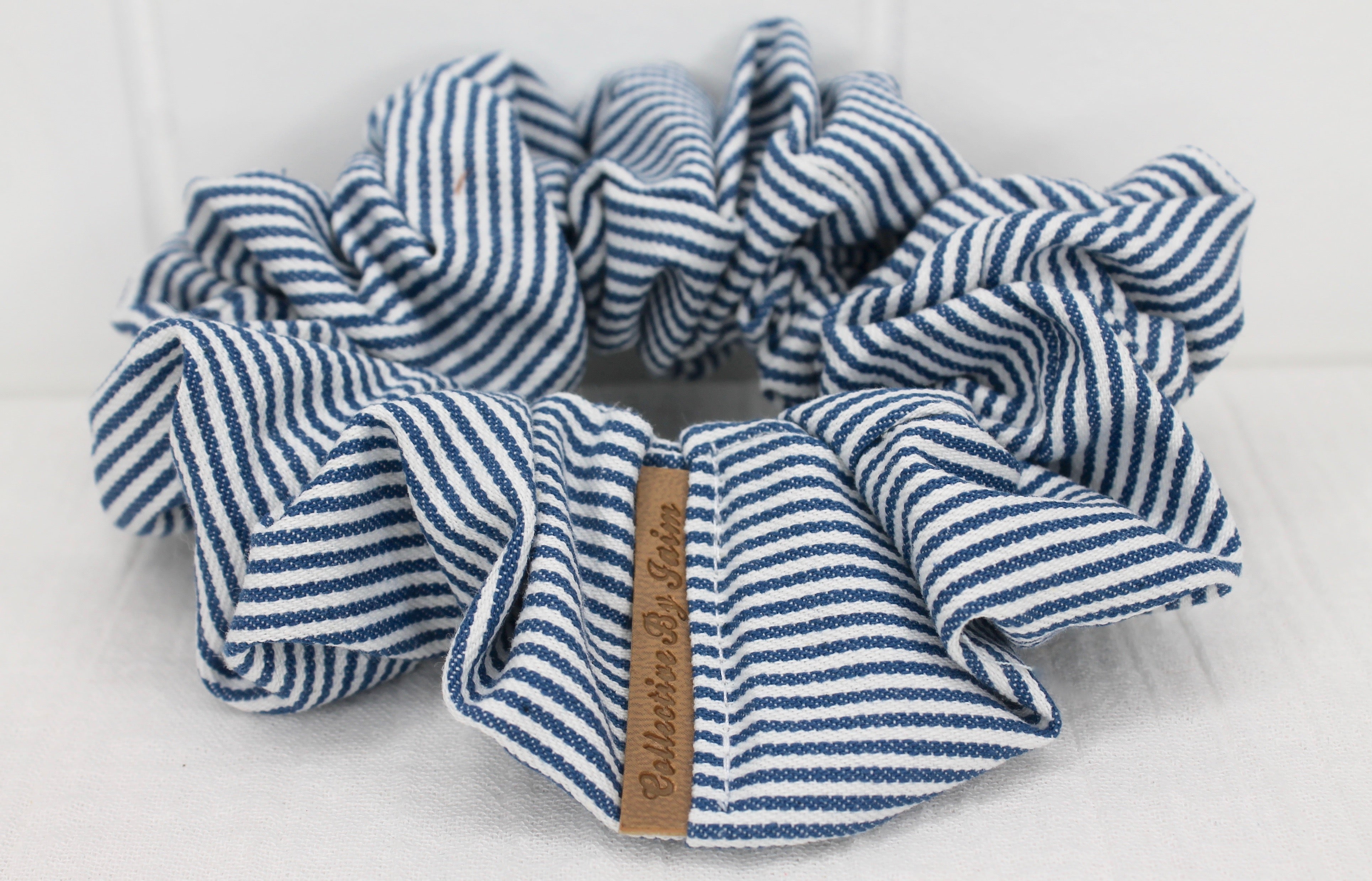 Medium Blue & White Stripe Scrunchie