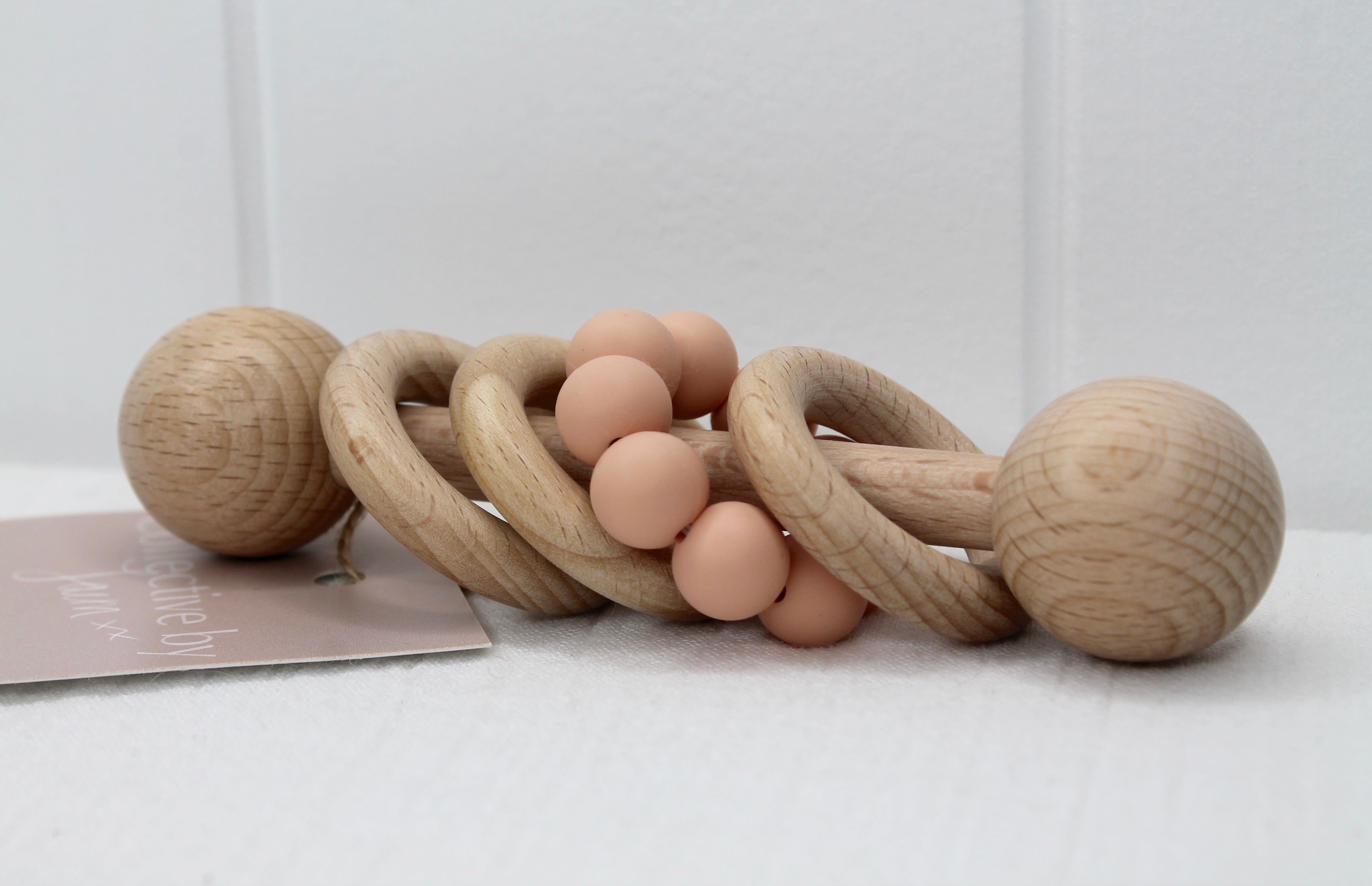 Apricot Beechwood & Silicone Rattle