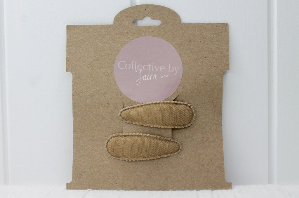 Beige Linen Snap Clip Set