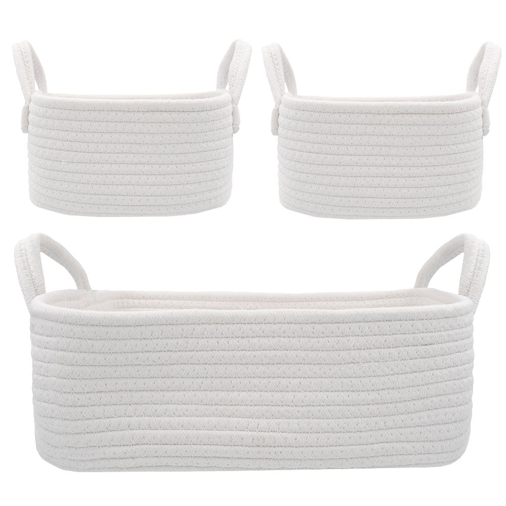 Cotton Rope 3pc Storage Set - White