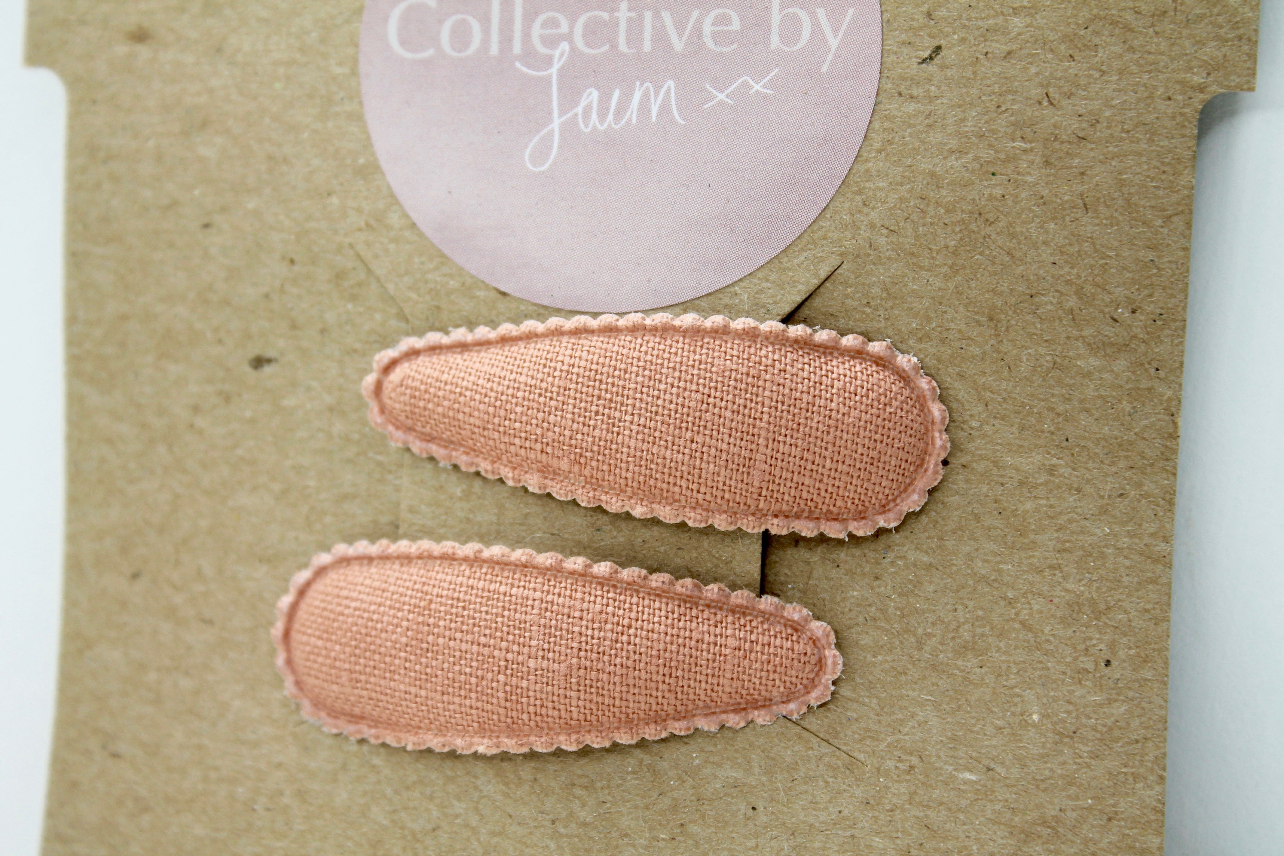 Peach Linen Snap Clip Set