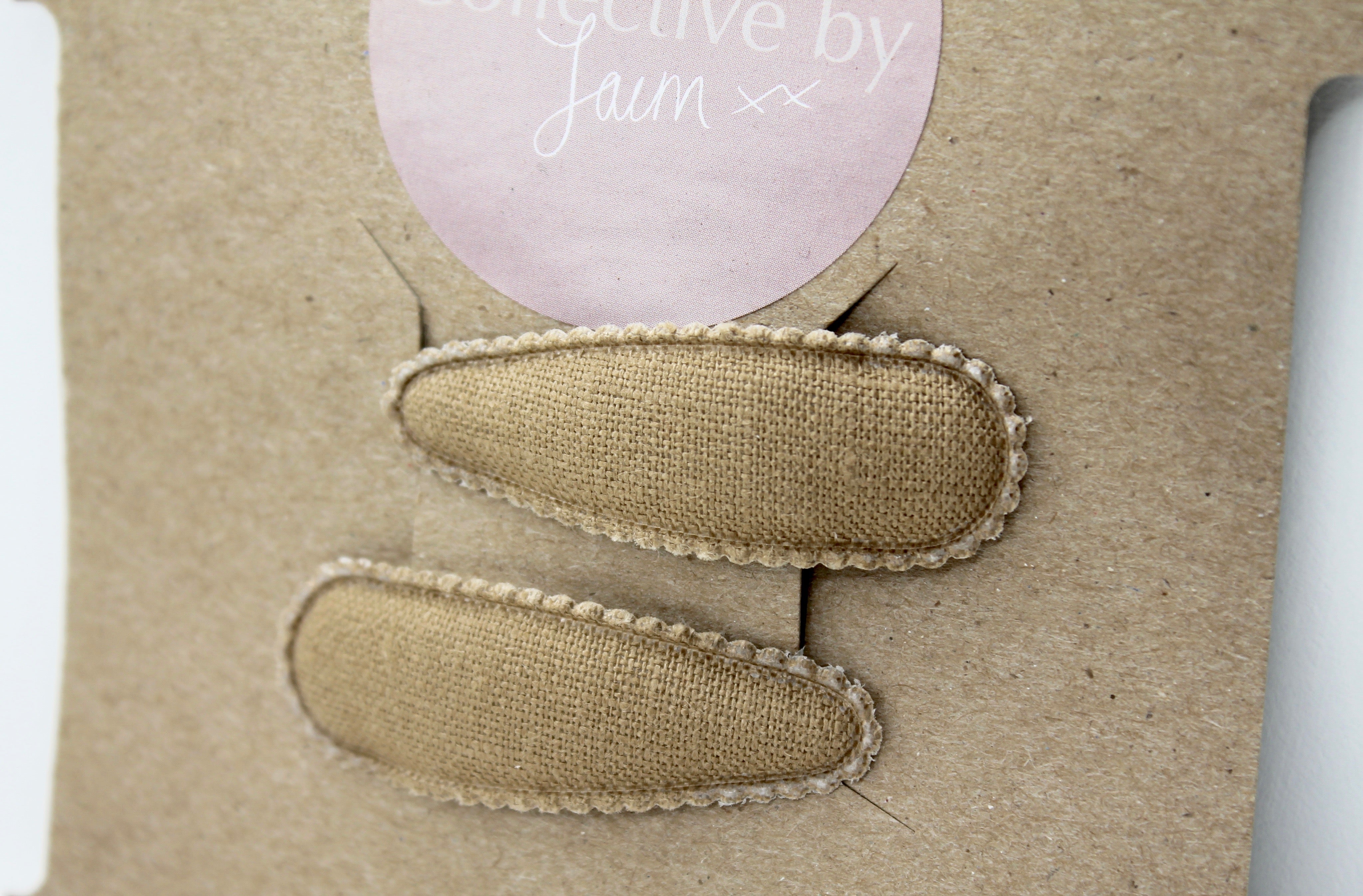 Beige Linen Snap Clip Set