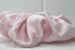 Medium Baby Pink Linen Scrunchie
