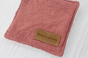 Square Make-up Wipe - Raspberry Embroidered