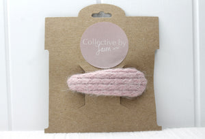 Knitted Dusty Pink Woollen Hair Clip