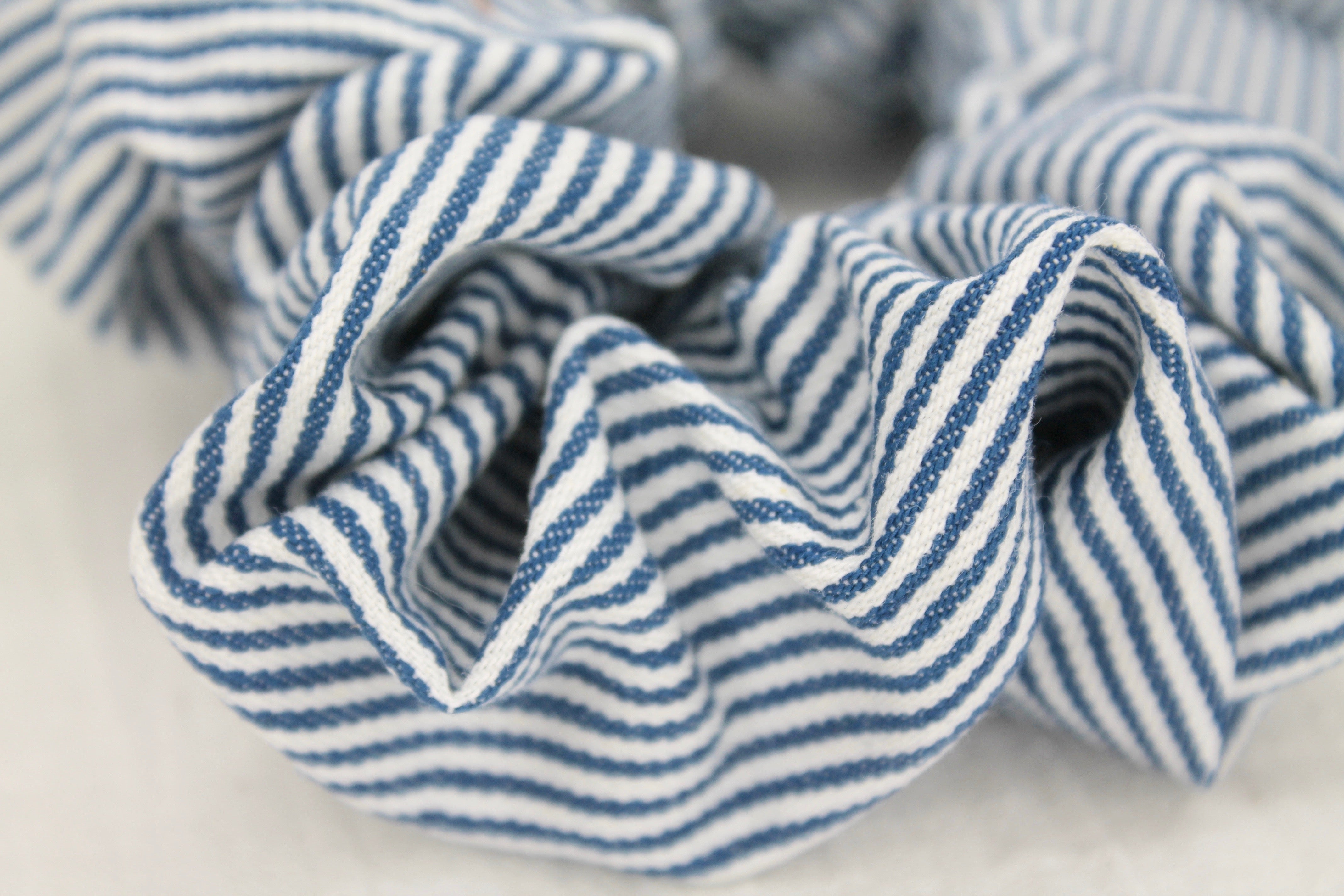 Medium Blue & White Stripe Scrunchie