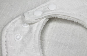 White Linen Daisy Chain Lace Bib with Fleece Backing