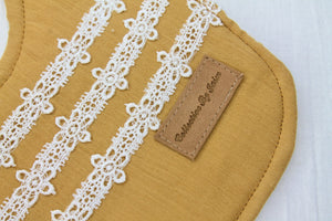 Mustard Double Cloth Daisy Chain Lace Bib with Cotton Backing