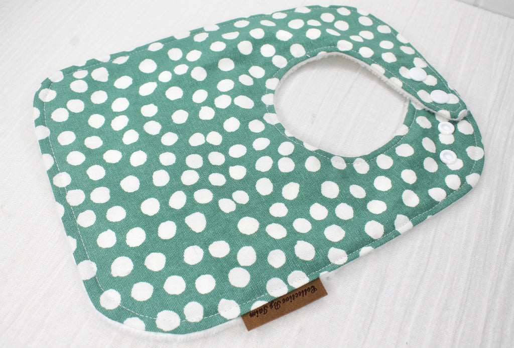 Teal Splot Bib with Cotton Velour Backing