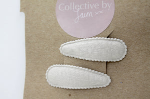 Cream Linen Snap Clip Set