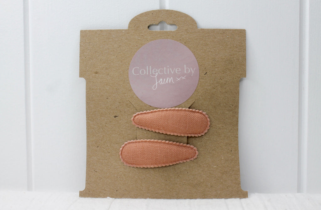 Peach Linen Snap Clip Set