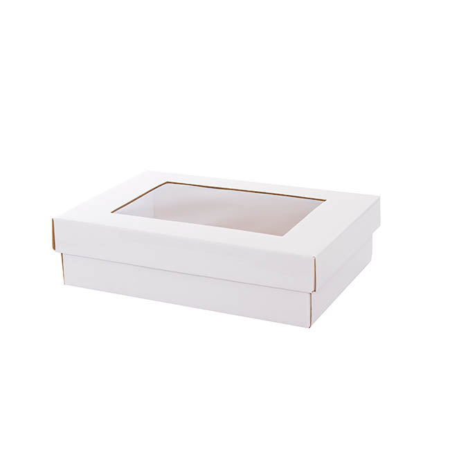 White Rectangle Box with Window Lid