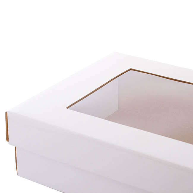 White Rectangle Box with Window Lid
