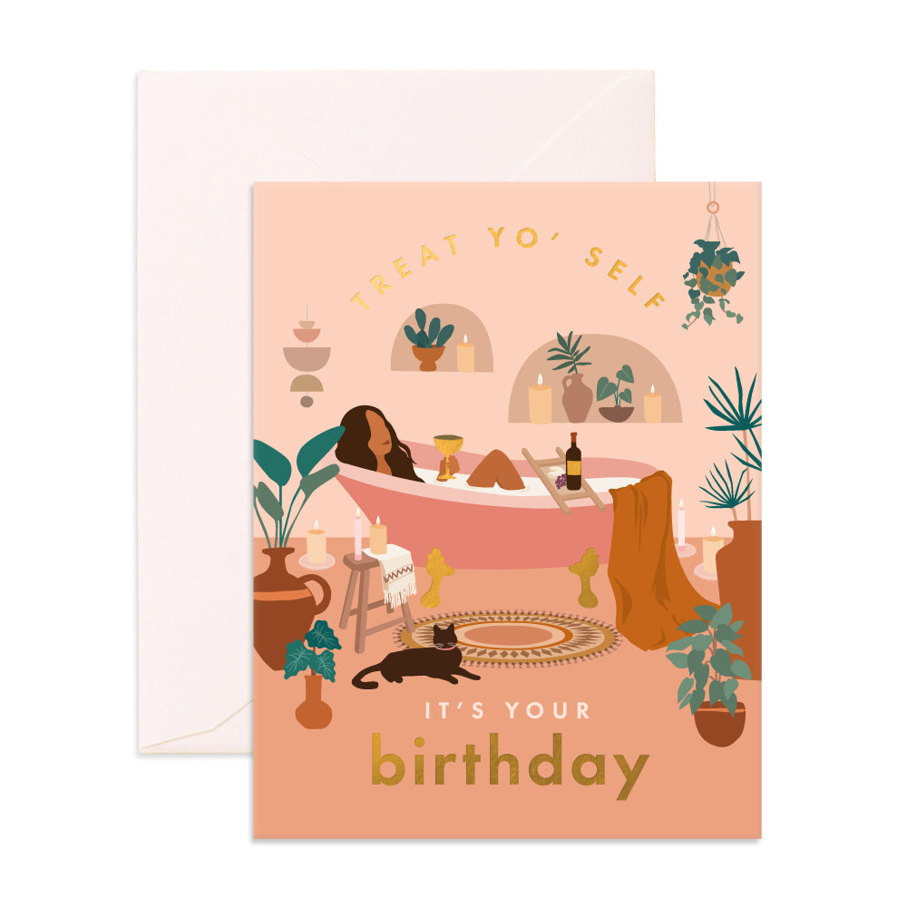Treat Yo' Self Birthday Blank Card