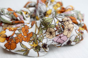 Small Primrose Floral Linen Scrunchie