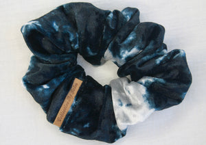 Small Navy Tie-dye Velvet Scrunchie