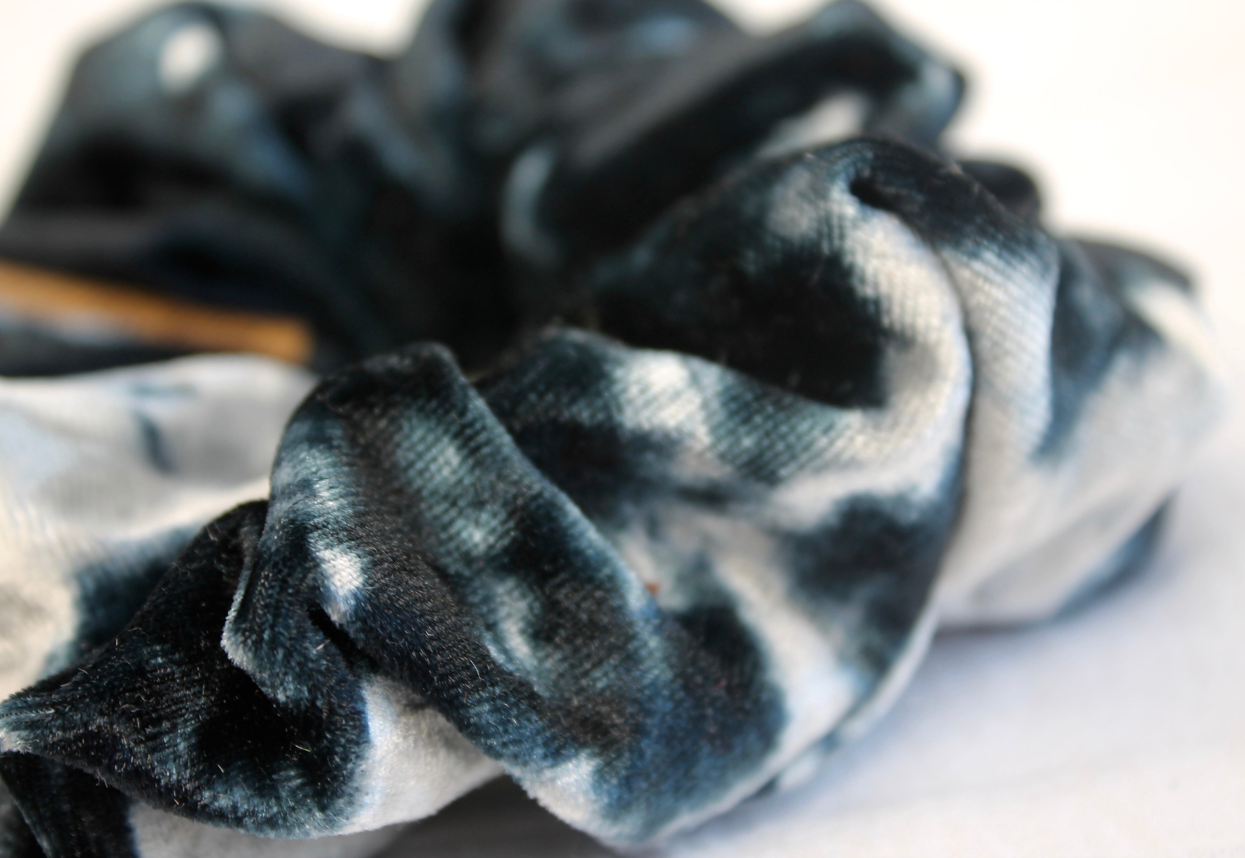 Small Navy Tie-dye Velvet Scrunchie