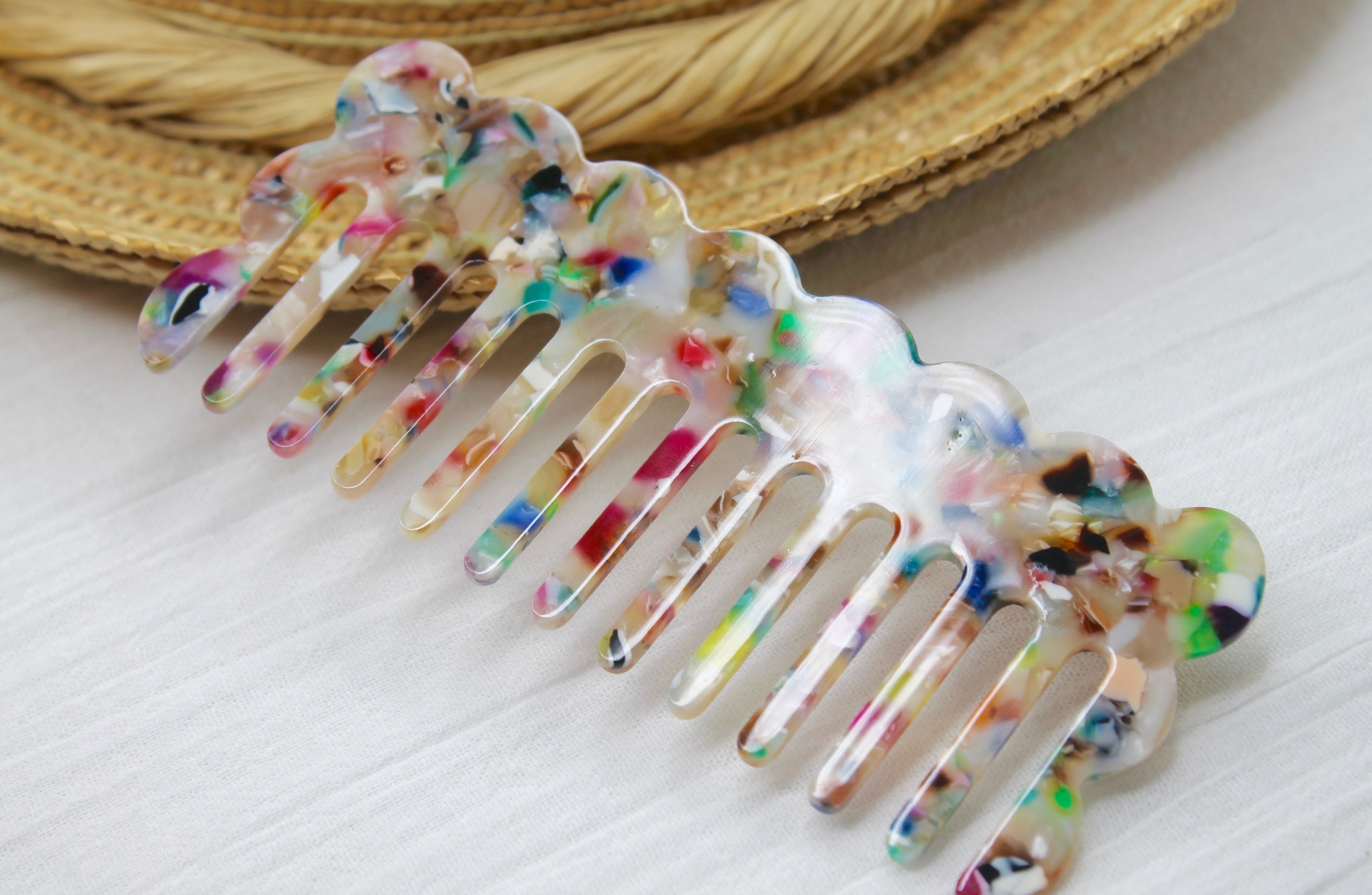 Rainbow Marble Comb - Rectangle