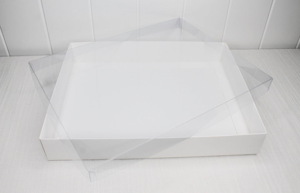 White Rectangle Box with Clear Lid