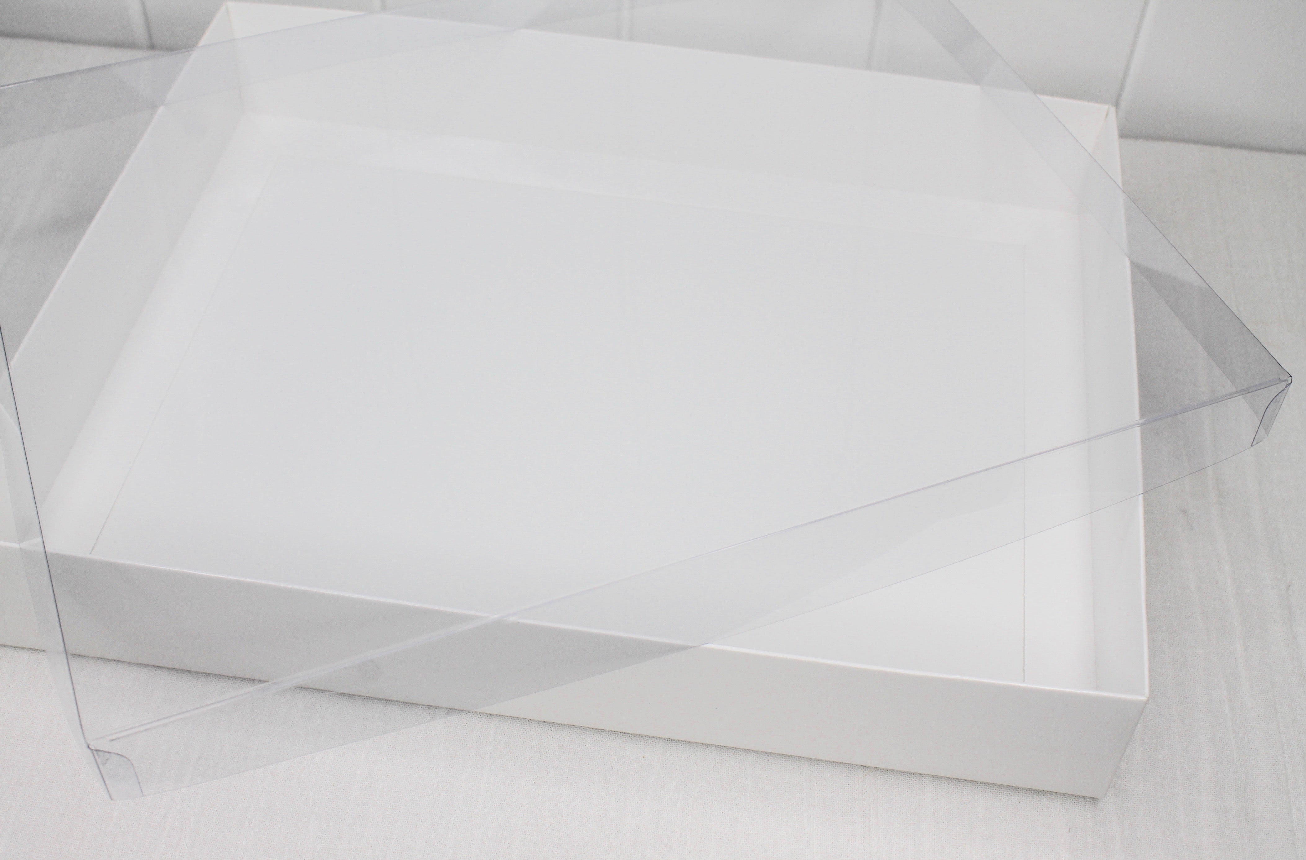 White Rectangle Box with Clear Lid