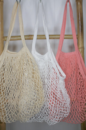 Cotton Net Stretch Bag - Beige
