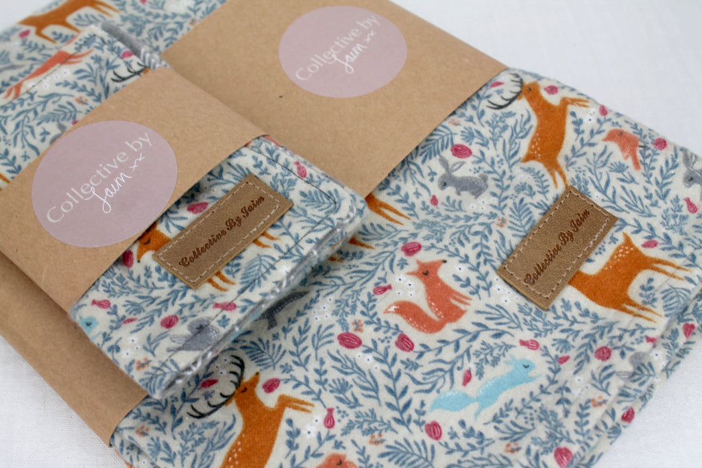 Forrest Animals Flannelette Blanket & Reusable Wipes Set