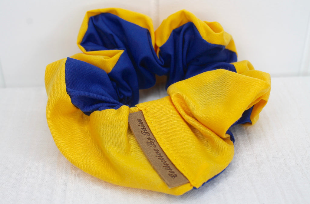 Medium Dual Blue & Gold Scrunchie