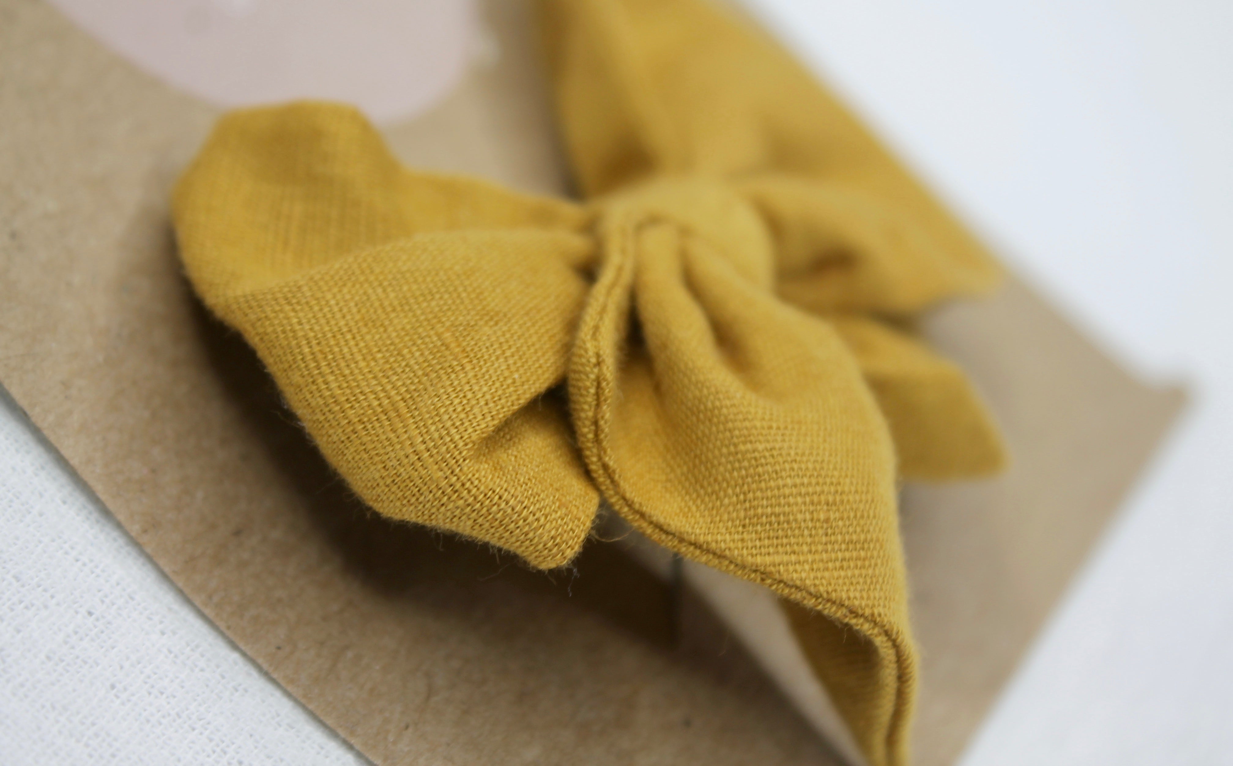 Mustard Linen Bow Clip