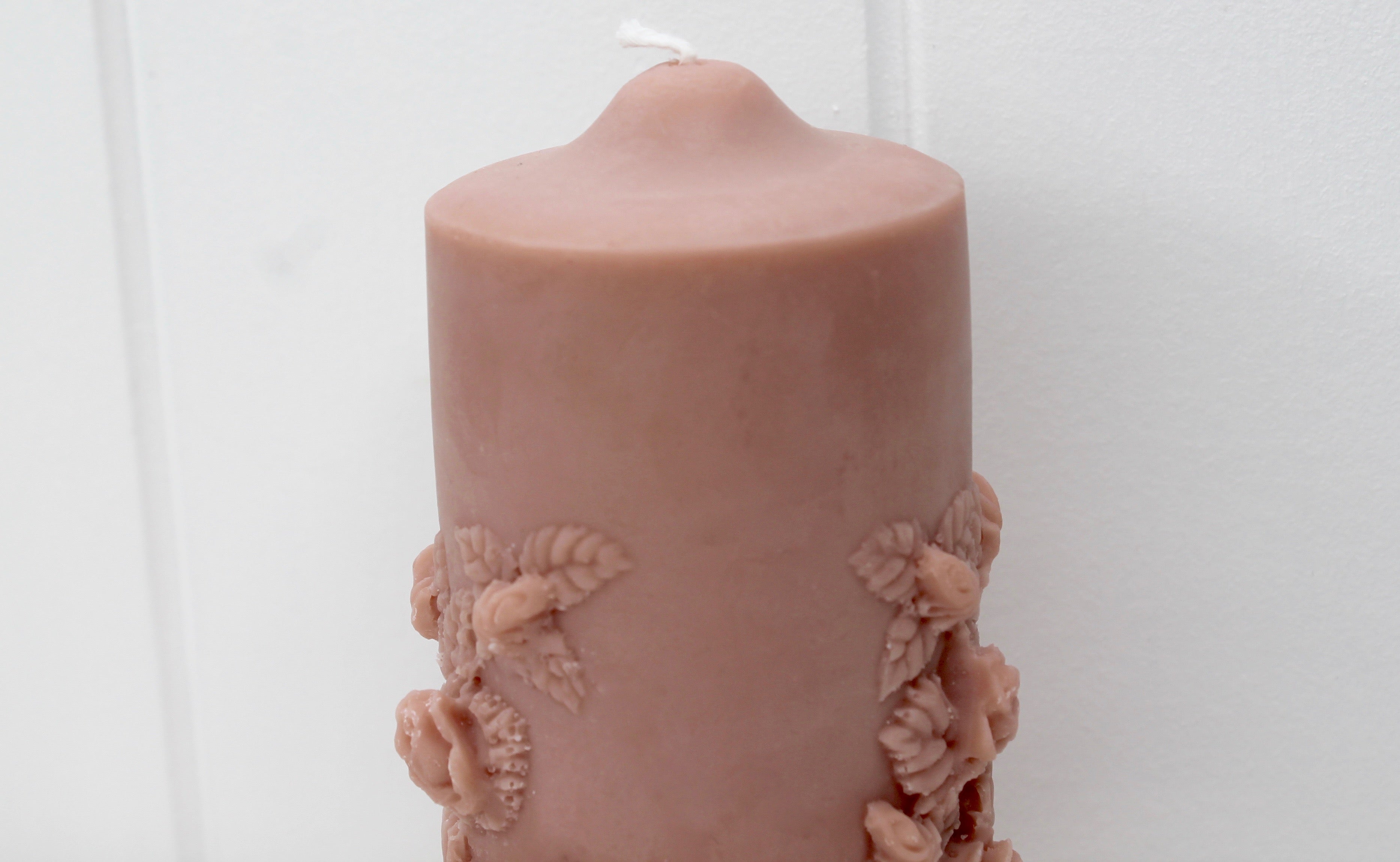 Raspberry Flower Pillar Candle