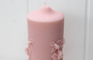 Pink Floral Pillar Candle