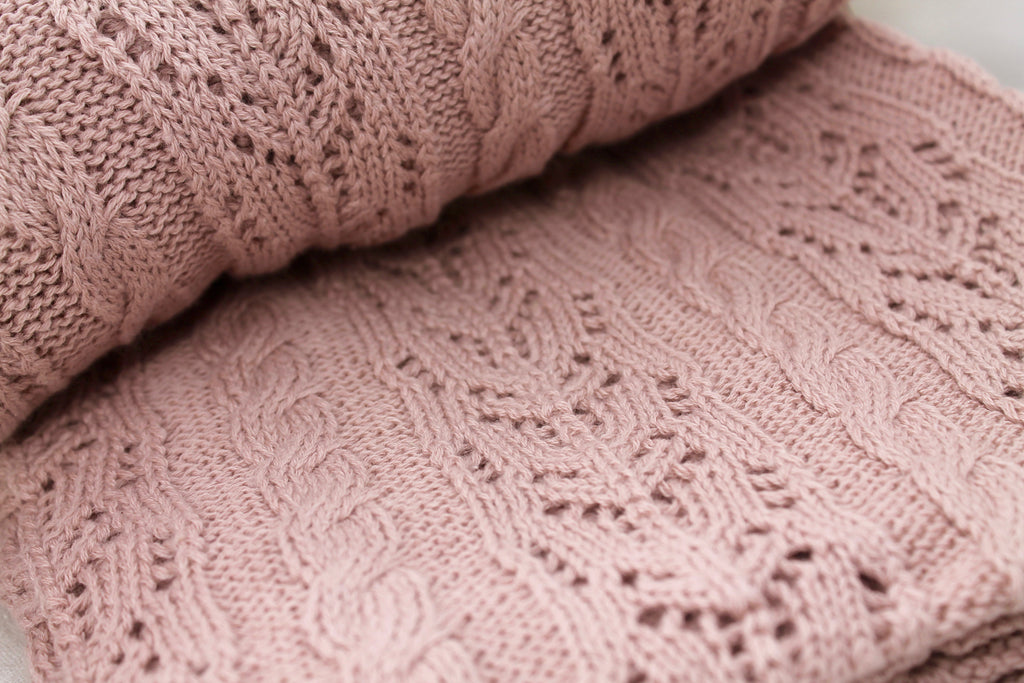 Dusty Pink Knitted Pattern Blanket