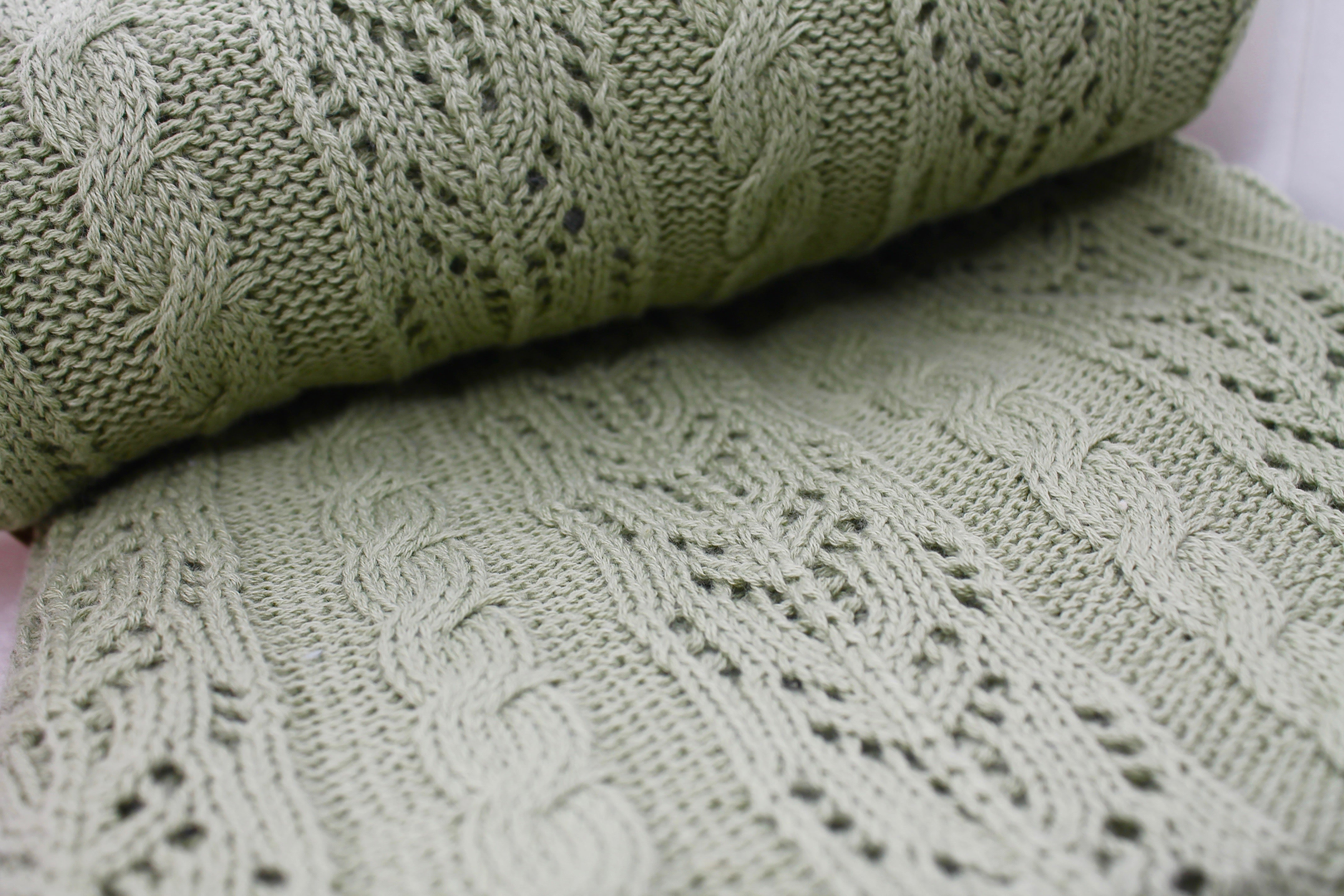 Sage Knitted Pattern Blanket
