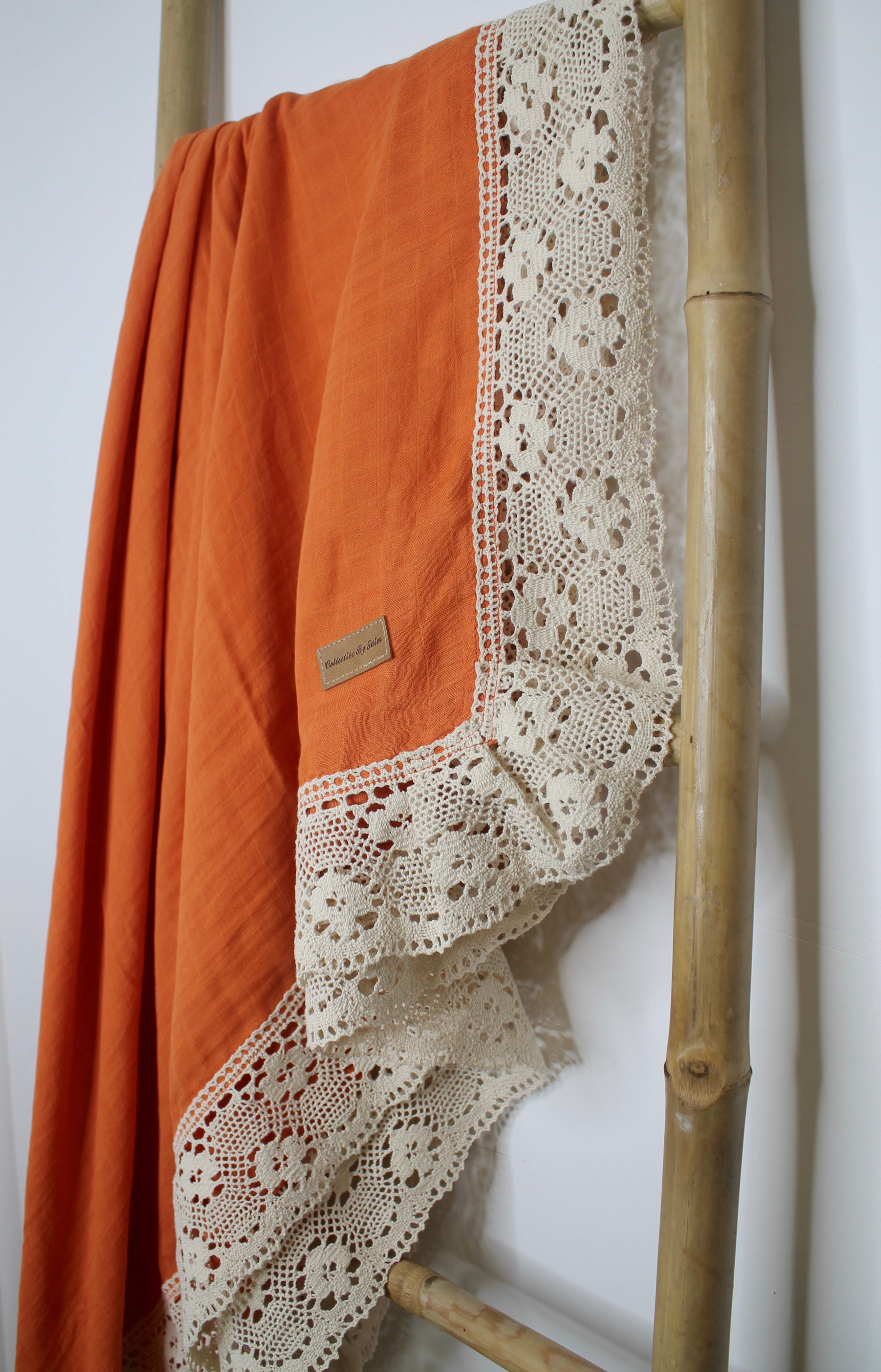 Tangerine Bamboo/Cotton Lace Blanket